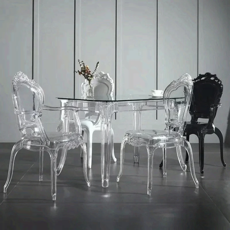 

Creative Transparent Simple Dining Chairs Kitchen Furniture Household Acrylic Crystal Dining Chair Designer Palace Style Stool l