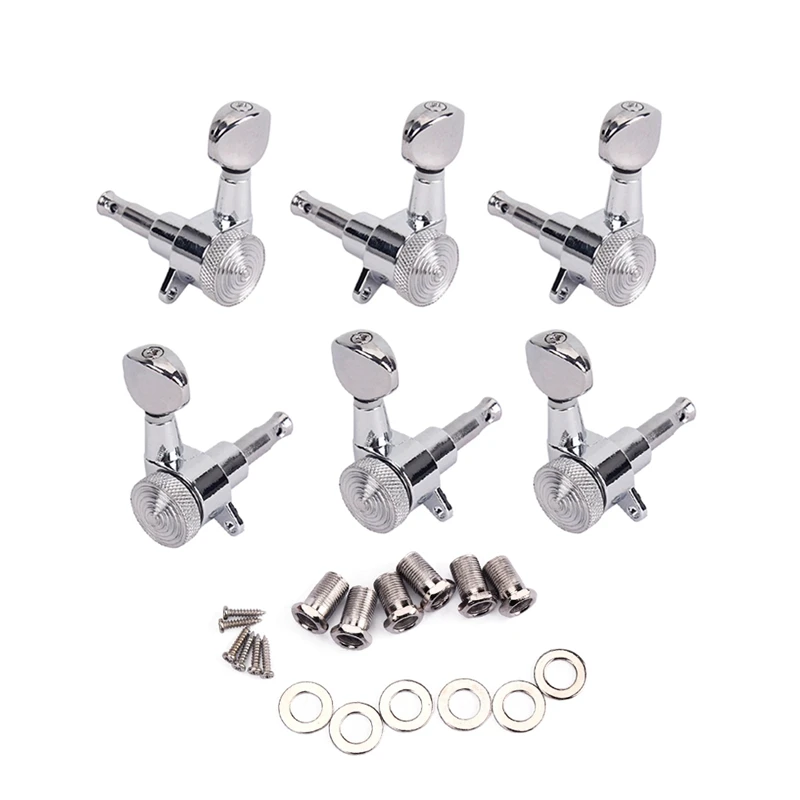 Chrome Semicircle Guitar Locking Tuners Guitar Machine Heads Tuning Pegs 3R 3L For Electric Acoustic Guitar