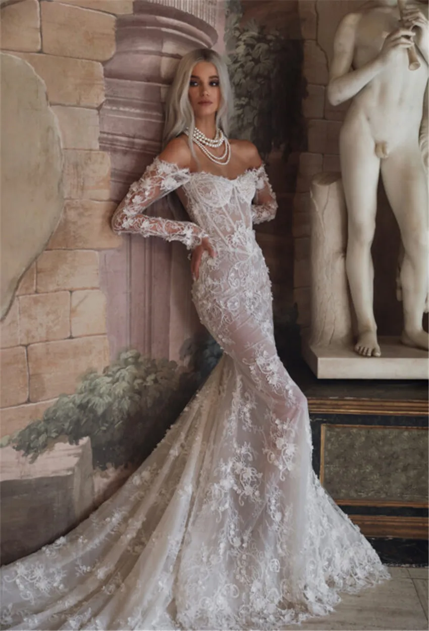 Vestido De Novia Encaje Luxury Wedding Dress Mermaid Long Sleeve Corset Vestidos Curvy Sexy Weddings Dresses Bespoke 2025 Brides