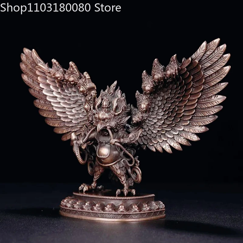 20cm Red copper Great golden-winged Peng birds buddha statue Tibet suparṇa statue suparnin suparn!a sculpture
