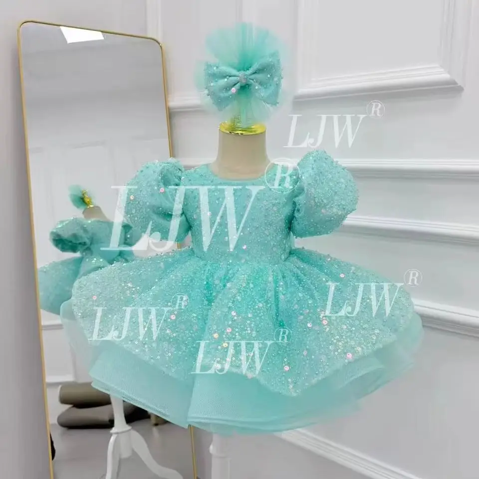 

Girl's sequin lace fluffy princess dress carnival birthday party performance costum gorgeous flower girl wedding beauty pageant
