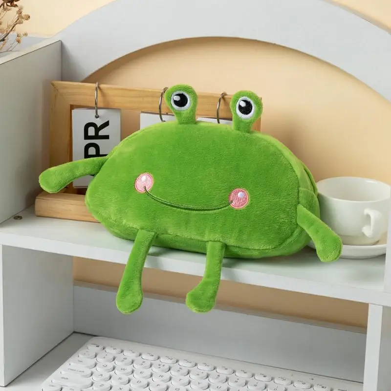 Cute Pencil Box Soft Plush Large Stationery Crayon Case Creative Stuffed Frog Cosmetic Bag Cartoon Theme Crayon Pouch For Pens