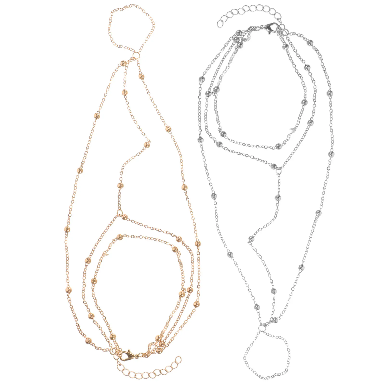 

2Pcs Metal Ball Anklets Women Adjustable Bracelets Classic Color Beach Party Festival Jewelry Accessories