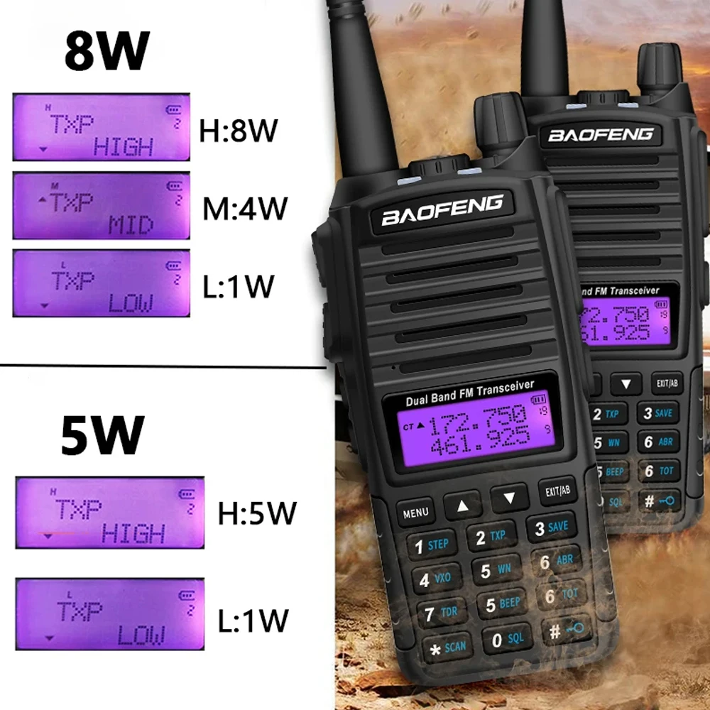 Baofeng Uv 82 Walkie Talkie Real 5W 8W Ham Radio Comunicador Dual Ptt Long Range 2-way Draagbare Fm Amateur Radiostation