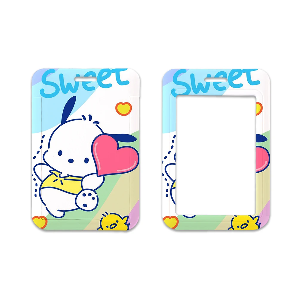 Portatarjetas Kawaii Sanrio Pochacco, llavero de tarjeta de comida de Campus de estudiantes de dibujos animados, tarjeta de pecho, tarjeta de acceso, tarjeta de identificación de trabajo, bolsa de regalos