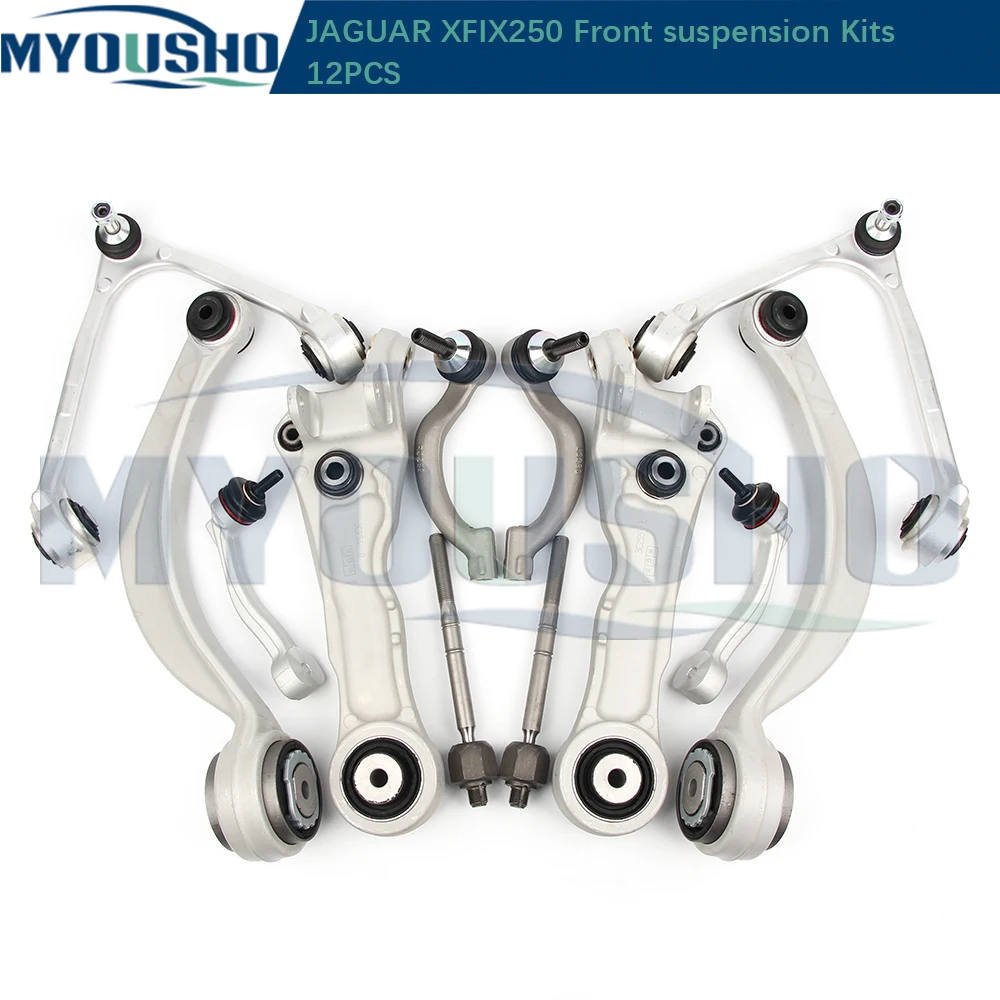 Myousho 12pcs Front Suspension Control Arm Ball Joint Stabilizer Link Tie Rod Kits For Jaguar XJ X350 X358 C2P24862 C2C39683