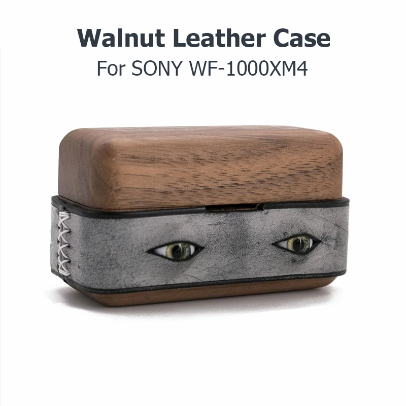 

Walnut Wood Italian Waxed Leather Case For SONY WF-1000XM5 Luxury Handmade WF 1000xm4 Cover Bluetooth Earphone Cases