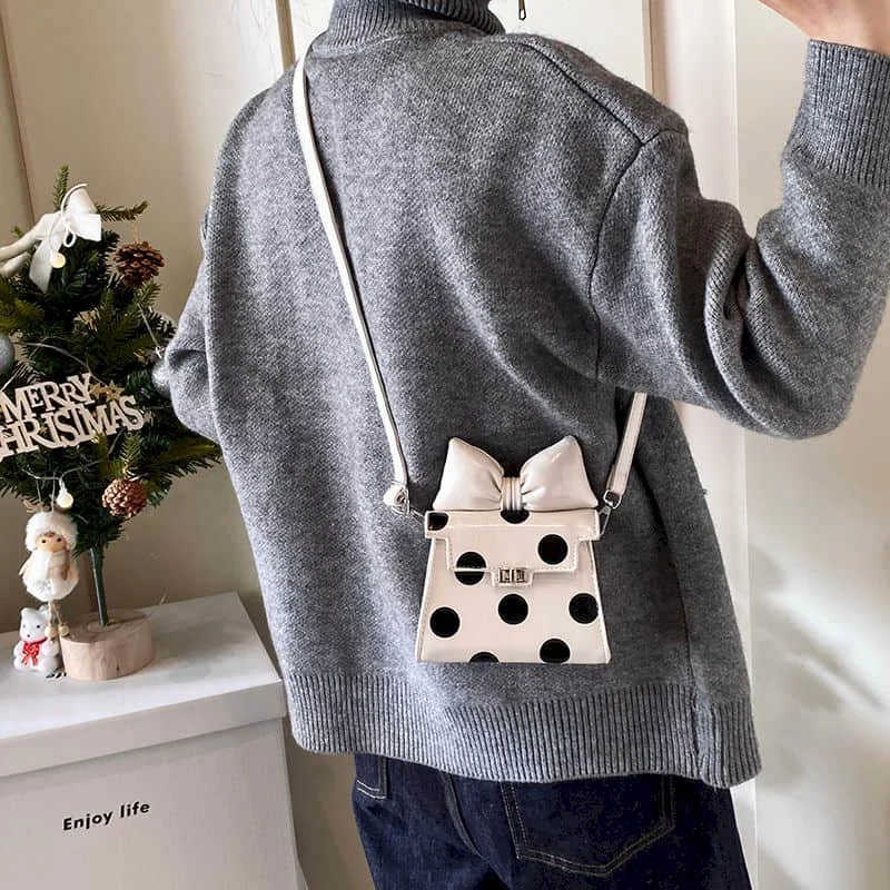 

Crossbody Bags for Women Korean Style Mini Bag Versatile Handbags Aesthetic Ladies Fashionable Bags PU Bow Design Square Bags