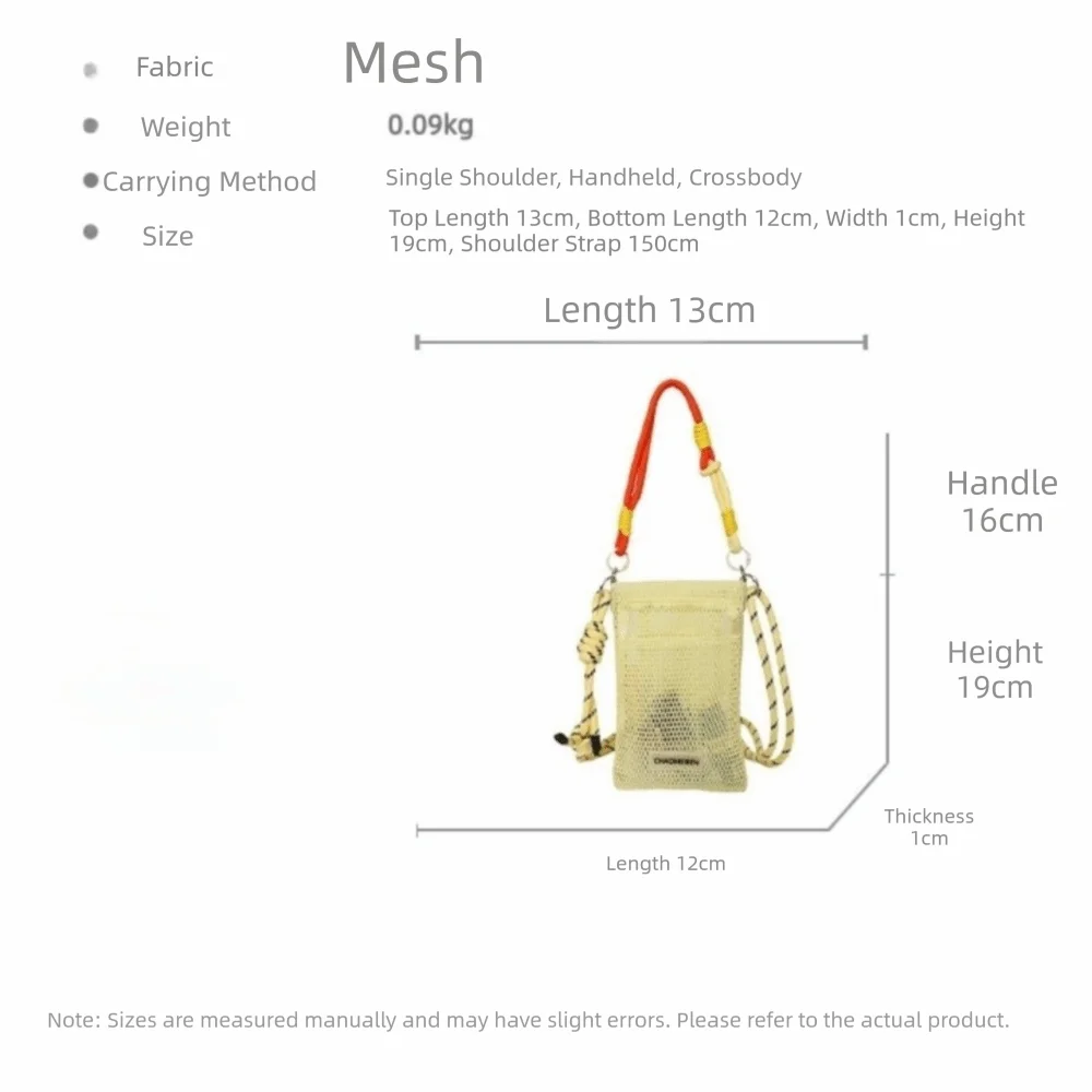 Colorful Braided Strap Mesh Crossbody Bag Small Size Portable Mini Phone Bag Candy Color Lightweight Mobile Phone Pouch view 6