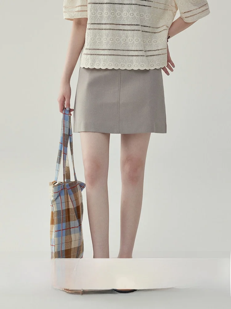 

High Waist A-Line Skirt Suit Casual Summer Slimming Simple High Waist Skirt Korean Sle Commute Zipper Design Other Fabric