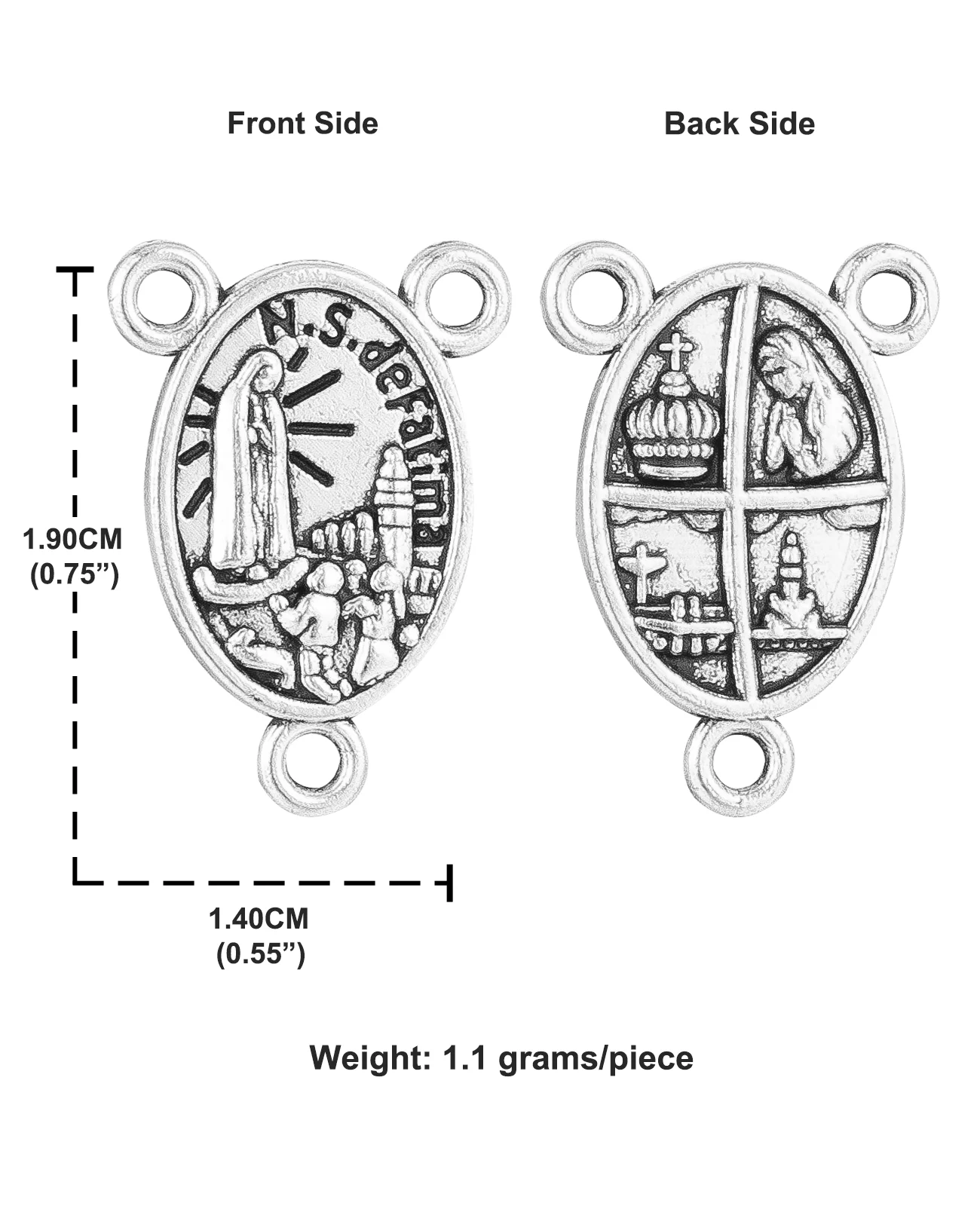 10pcs N.S.De Fatima Rosary Centerpieces Our Lady of Fatima Medal Connectors Part for DIY Making Jewelry Accessories