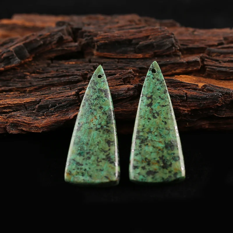1.B&F AAA+ Rated Artisan-Crafted Triangle African Turquoise Pendants Beads, Genuine Natural stones beads, DIY Earring Beads