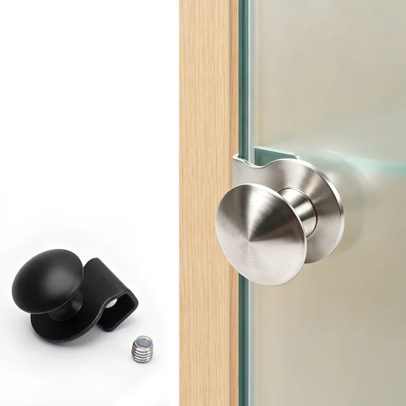 4pcs Glass Door Handle Clip No Drilling Showcase Cabinet Pulls Hardware Glass Door Knob Stainless Steel Sliding Doors Knob