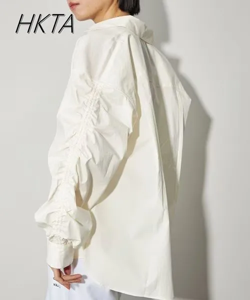 

Niche Japanese Blouse Women Long Sleeves Pleated Sleeves Cotton Top Spring and Summer New Loose Casual Commuter Shirt Cardigan