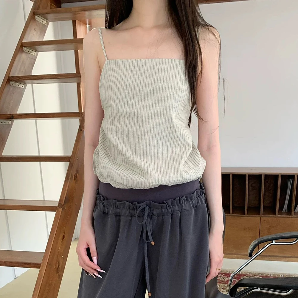 

Linen Blend Women's Vest Y2k Beaded Decorative Gathered Slim-fit Sexy Backless Strapless Top 2025 Early Autumn New Style