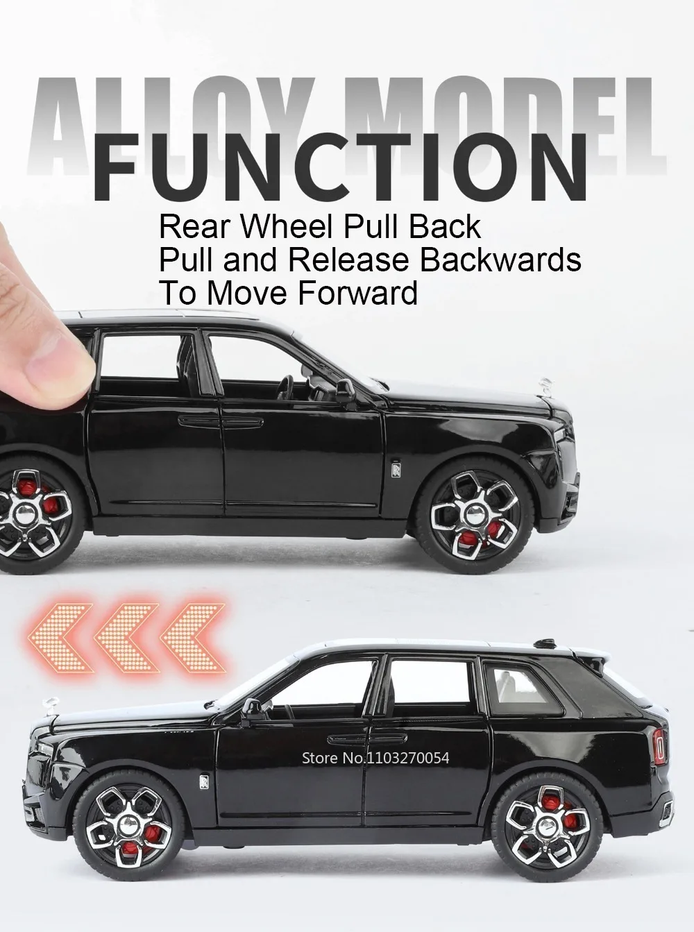 1:32 Rolls-Royce Cullinan Dawn Modell Spielzeug Druckguss Legierung Auto Sound Licht Zurückziehen Türen Geöffnet Miniatur Autos Simulation Ornament – Detail 7