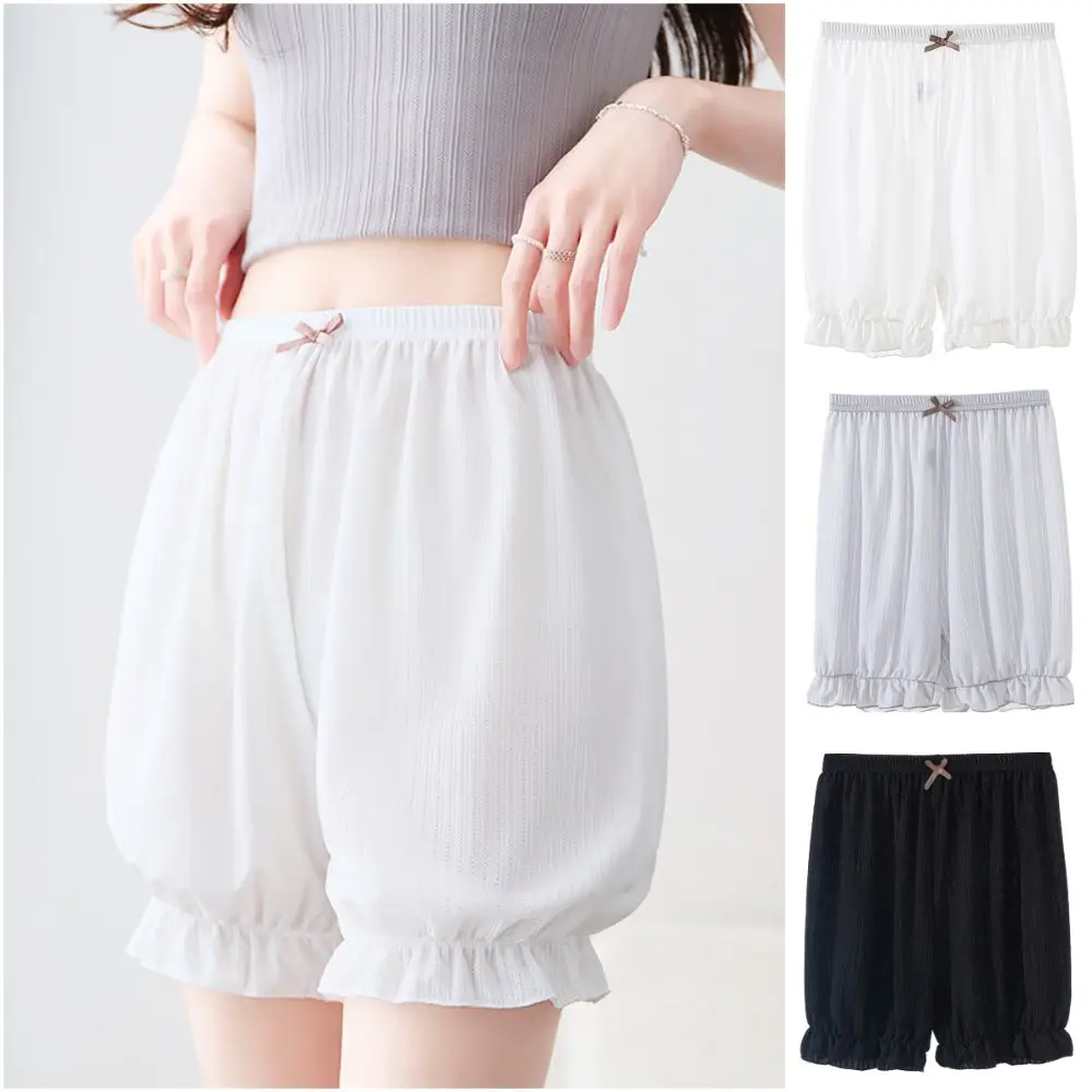 Creative Multicolor Pumpkin Pants Ice Silk Anti Exposure Design Safety Shorts Thin Lace Trim Ruffle Bloomers Women Girl