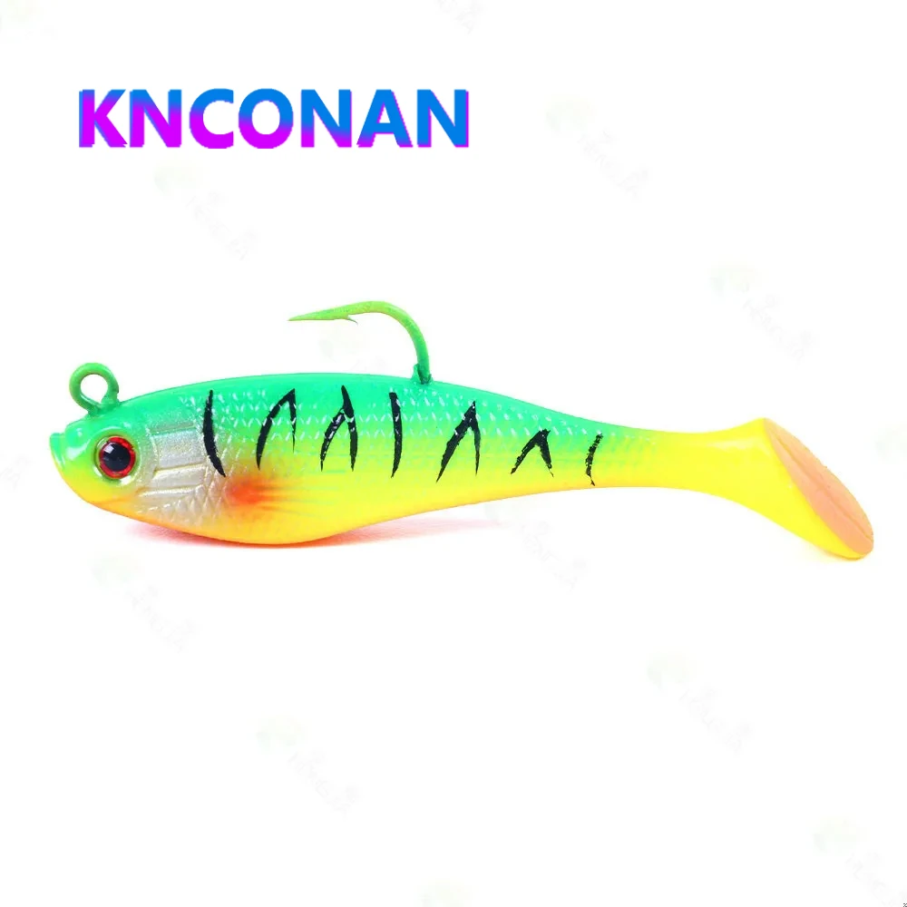 

80MM 10g Sea Fishing Jigs Head Silicone Soft Bait T-tail Wobbler Fishing Lure Artificial Rubber Bait Swimbait Fishing Tackle