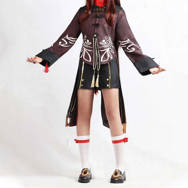 Hutao Cosplay Costume Wig Shoes Women Uniforms Hu Tao Dress Full Set Outfits for Halloween Party