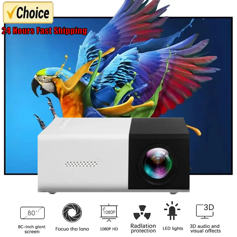 2025 New YG300 Mini LED Projector Yg300 Upgraded Version 1000 Lumen 320x240P HDMI-compatible USB Audio Home Media Player Beamer