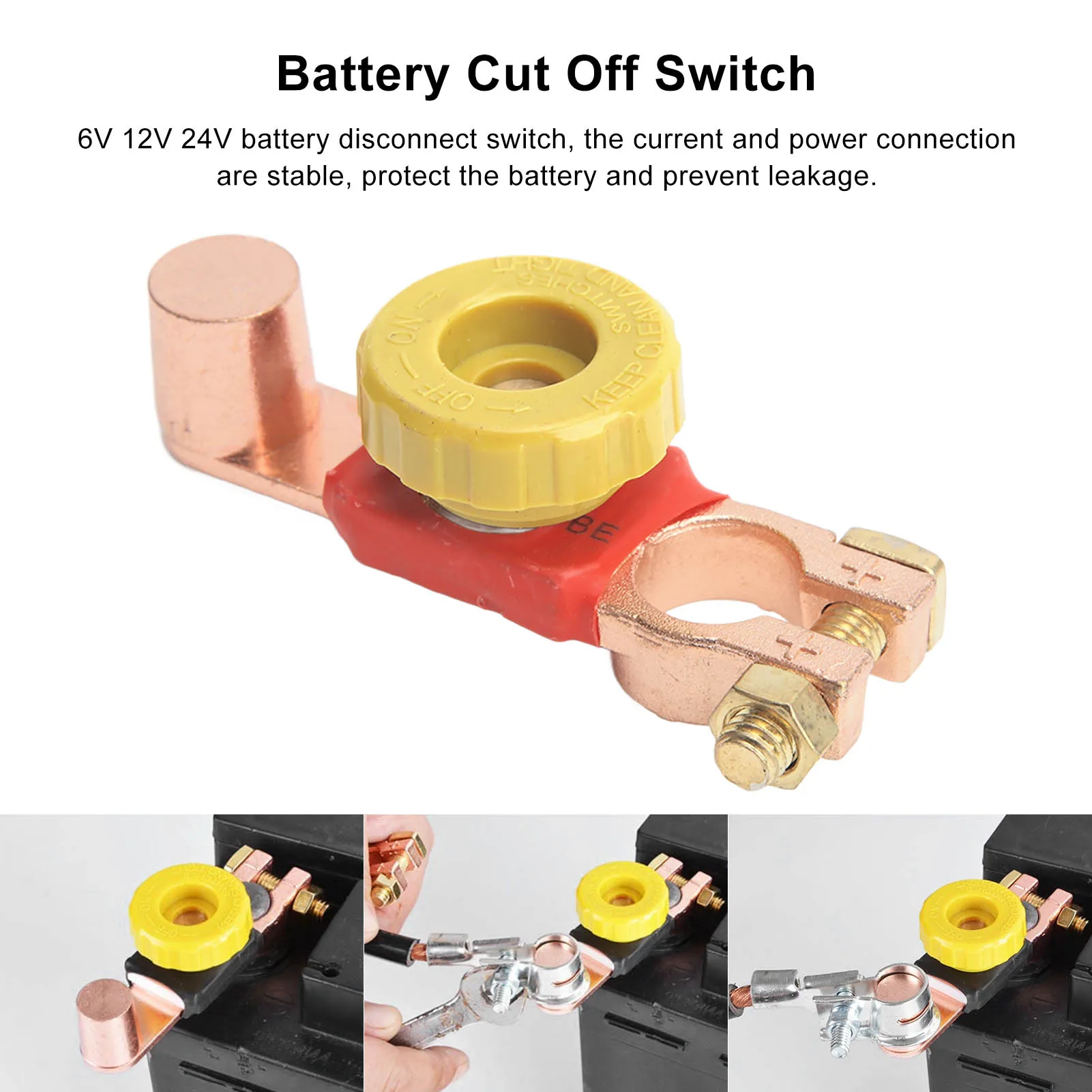 6V 12V 24V Auto Battery Disconnect Switch Power Cut Off Positive Battery Terminal Connector for Car RV ATV