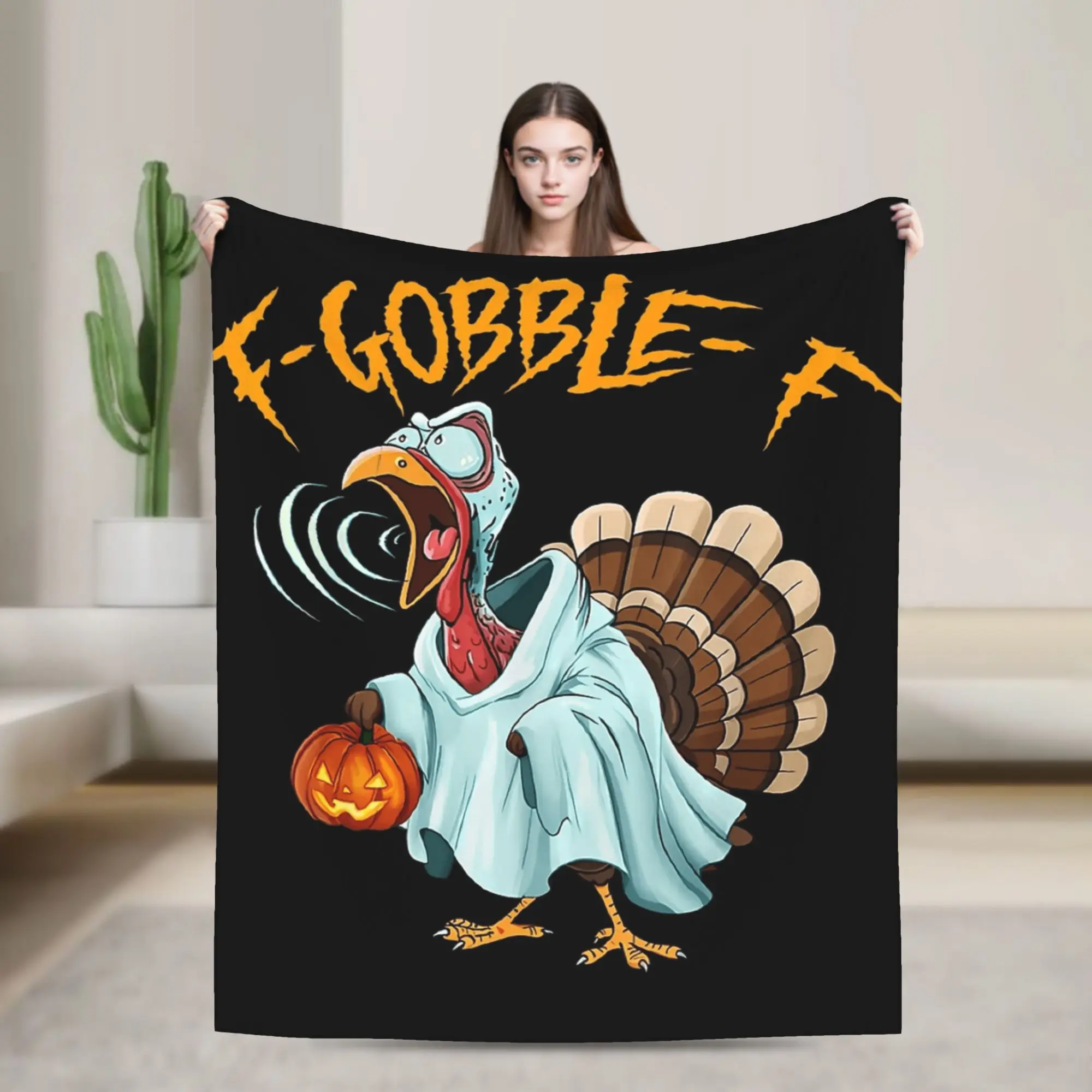 

F-Gobble-F забавное одеяло с юмором на День Благодарения, Турция, Хэллоуин, теплое мягкое одеяло, зимнее удобное покрывало для гостиной