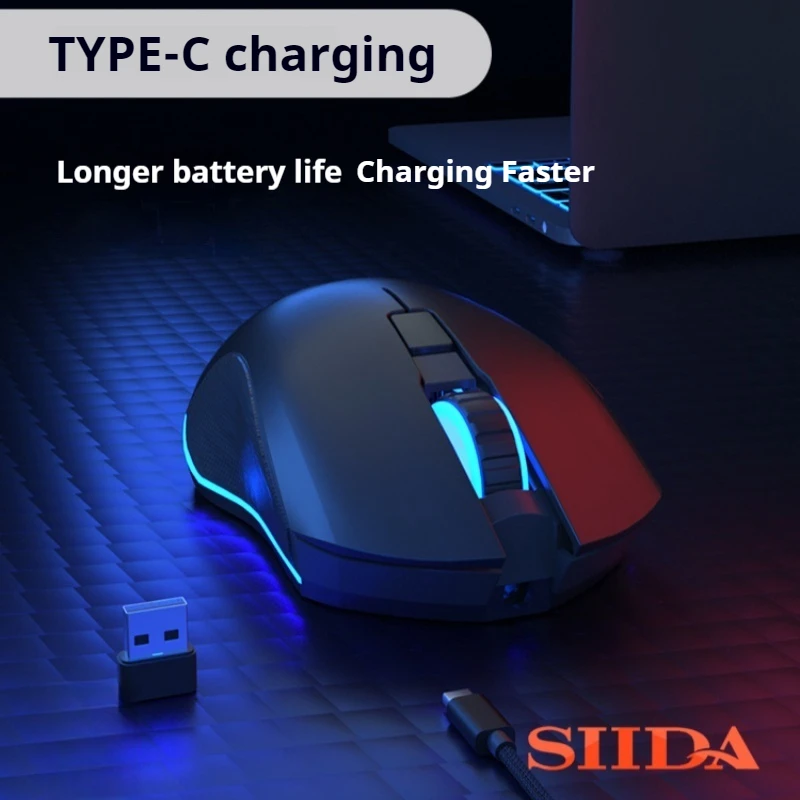 Imagem -03 - Mouse Ergonômico Silencioso sem Fio Bluetooth Recarregável Jogos Esportes Escritório Laptop Desktop tipo Luminoso 2400dpi Novo 2023