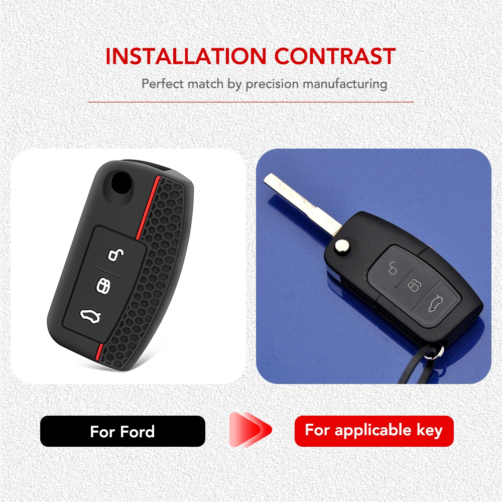 Silicone Car Flip Folding Key Case For Ford Focus 2 3 Ecosport C-Max S-Max Ka Mondeo Kuga Galaxy Fiesta Keychain Accessories