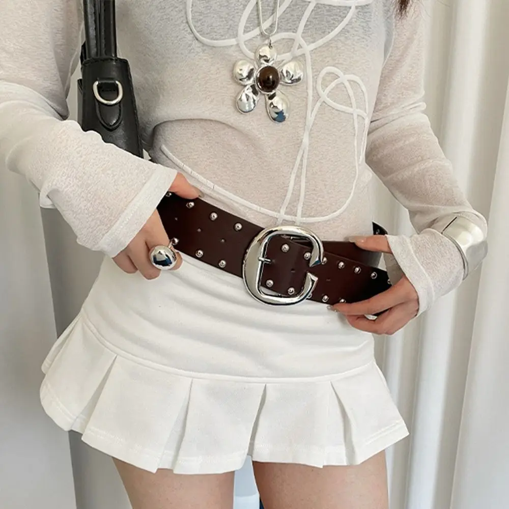 

Fashion Designer Wide Women's Belt Punk Style Y2k Rivet Waist Belt American Gothic Dress Jeans Belt Spicy Girls