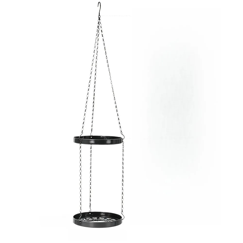 Vertical Hanging Iron Plant Shelf with Two Tiers for Balcony Indoor Outdoor Use Space Efficient Metal Flower Container