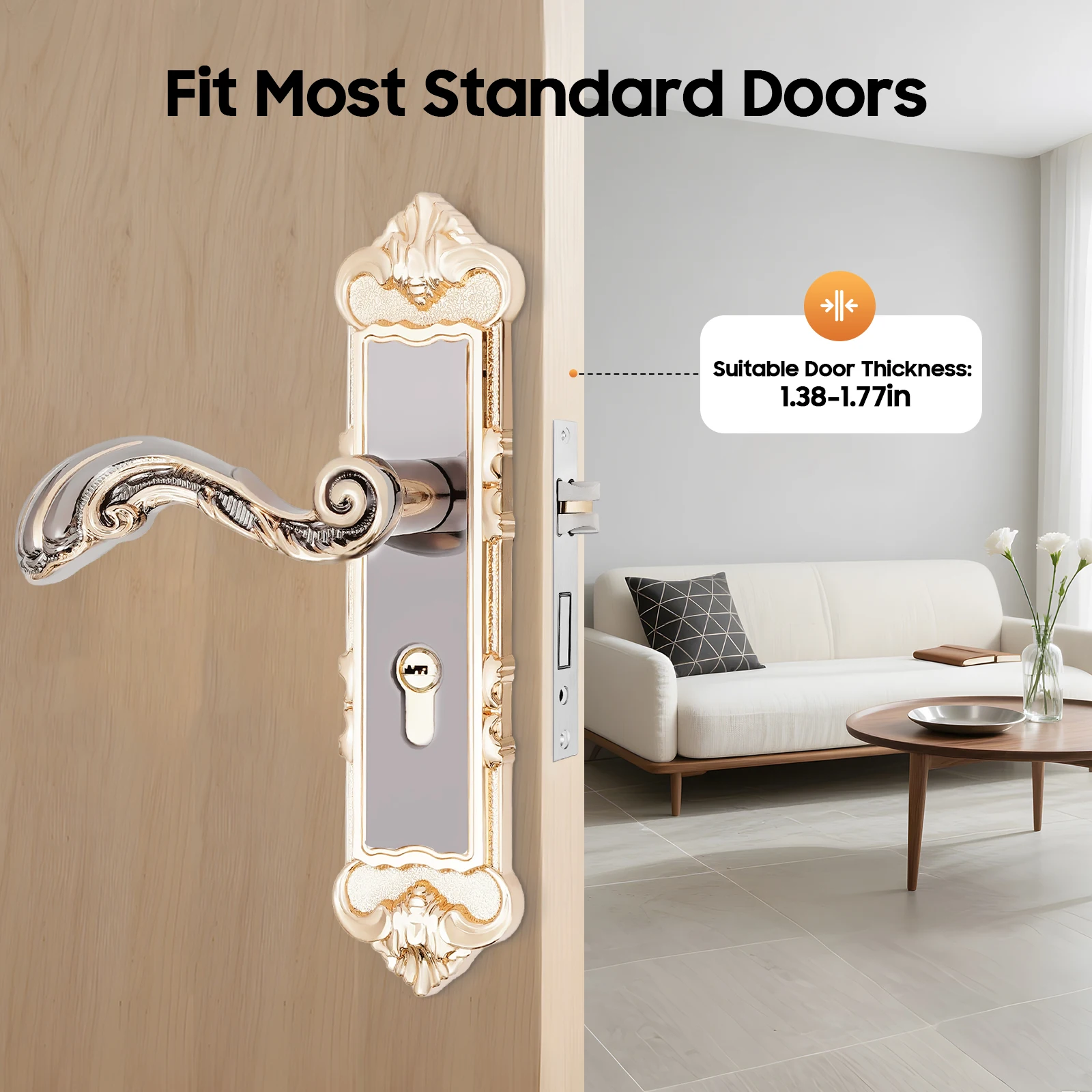 

NEW Retro European Style Door Lock, Door Lock W/ 3 Keys for 35-45mm Thick Solid Wood/ Steel-wood/ Composite Doors