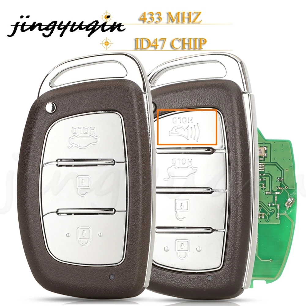 

jingyuqin 3/4 Buttons Smart Remote Car Key Fob 433 MHz D3000/D3010/D3500/D3100/D3110 ID47 Chip For Hyundai Tucson 2016