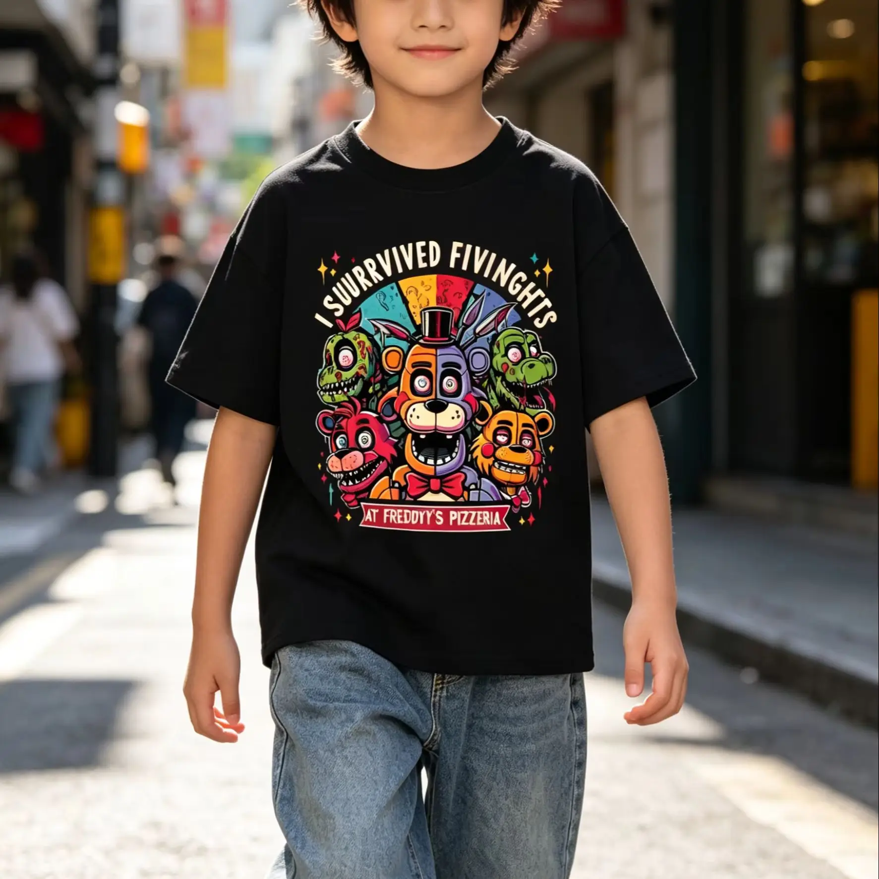 Five Nights At Freddys FNAF Cute Casual Men T Shirt Women Tee Boys Top Children Parent Child Cotton short sleeves kids Tshirt