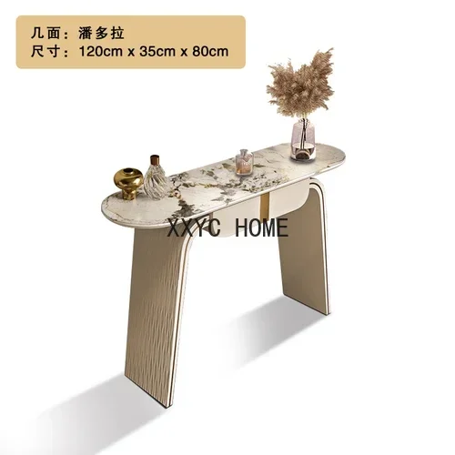 LBX Light Luxury Stone Plate Console Solid Wood a Long Narrow Table Table Italian Side View Table Simple Modern Living Room