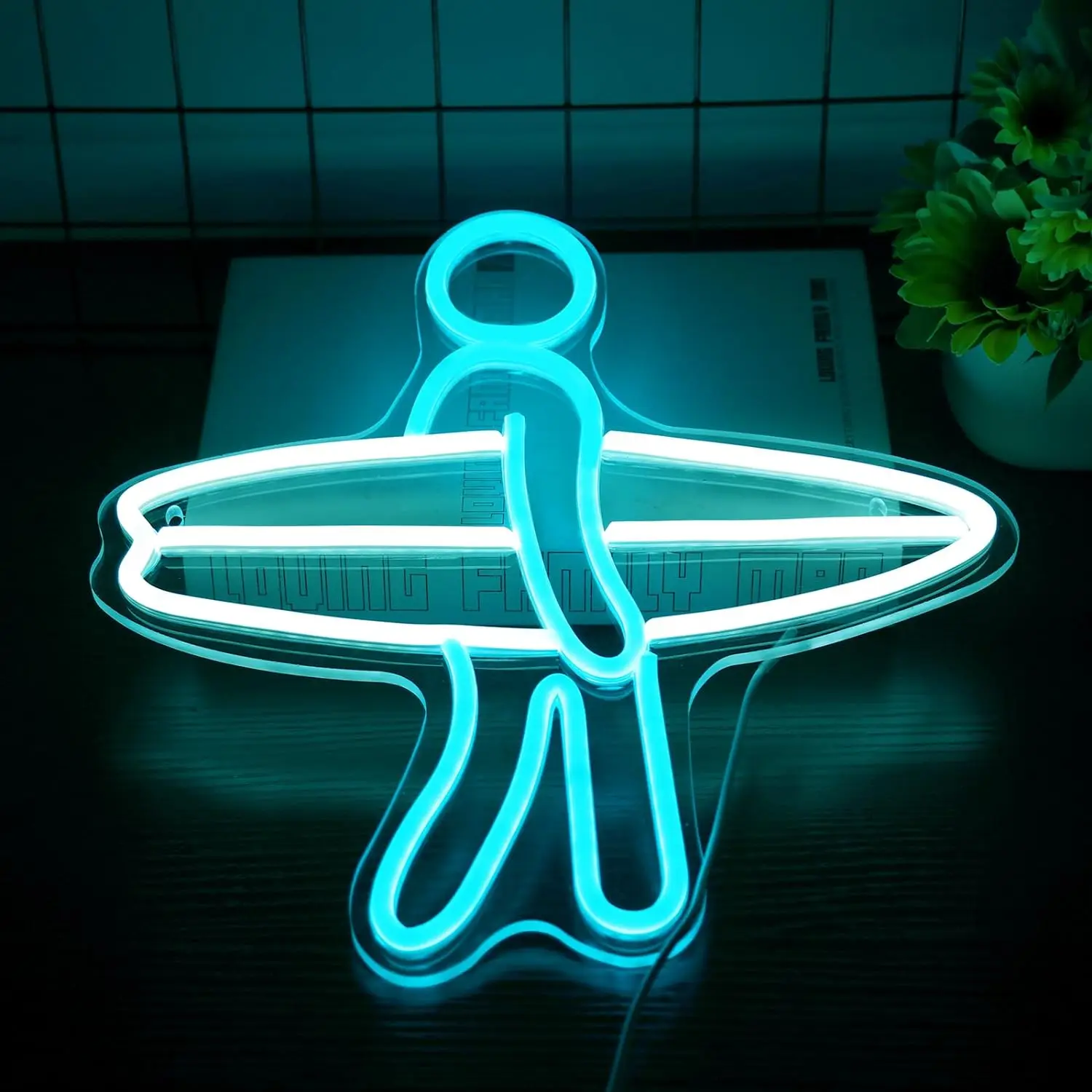 Surfer Neon Sign Surfboard LED Neon Light UP Sign for Gym Room Bedroom Sports Wall Decor Men Women Boys Birthday Gifts