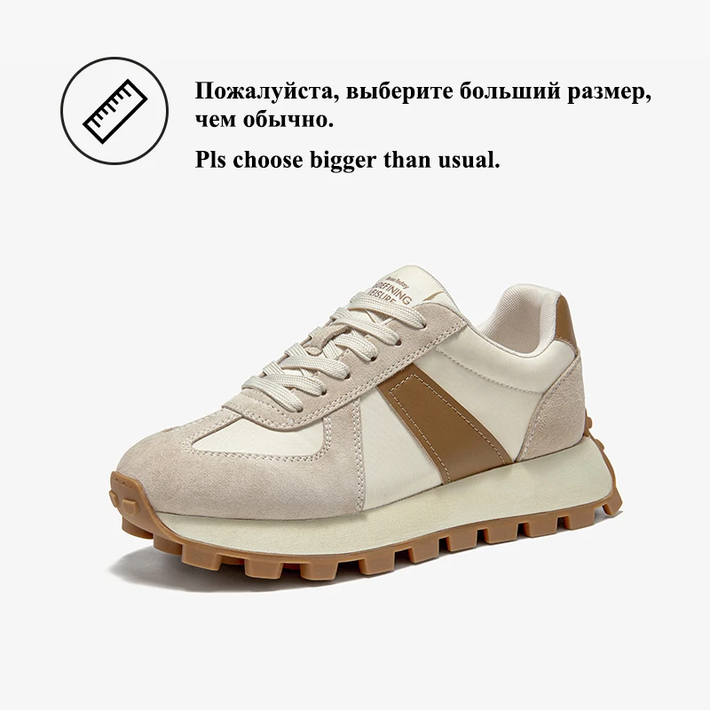 BEAUTODAY Sneakers Women Pig Suede Leather Fabric Mixed Colors Lace-Up Trainers Ladies Casual Shoes Handmade 29576