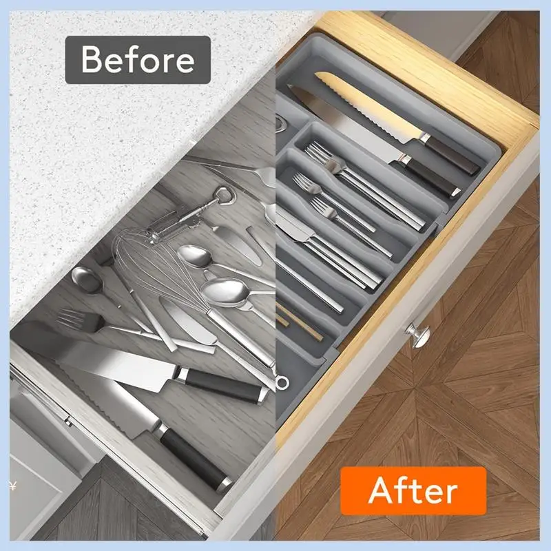 

MLGB-Cutlery Drawer Organiser Expandable Utensil Tray For Kitchen, Adjustable Silverware And Flatware Holder Durable