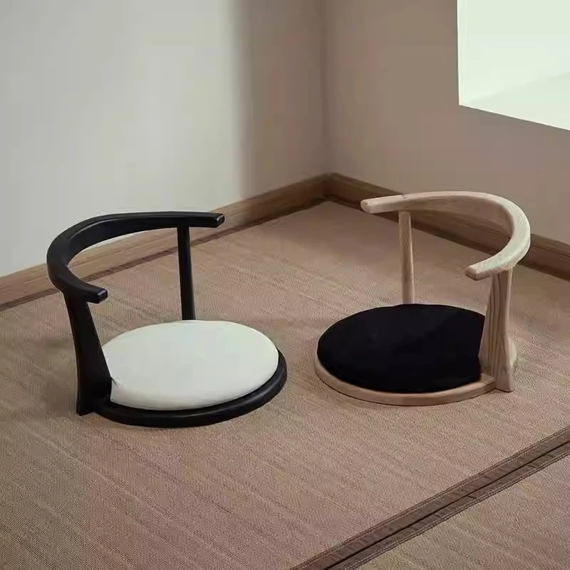 

Japanese Tatami Floor Chair Solid Wood Backrest Seat for Tea Ceremony Legless Meditation Stool Futon Cushion for Small Spaces