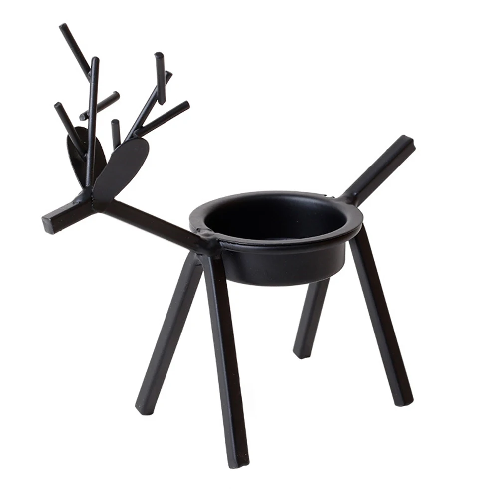 Christmas Deer Candle Holder Black Coffee Table Ornaments Creative Garden Gifts Home Iron Living Room Decor Office