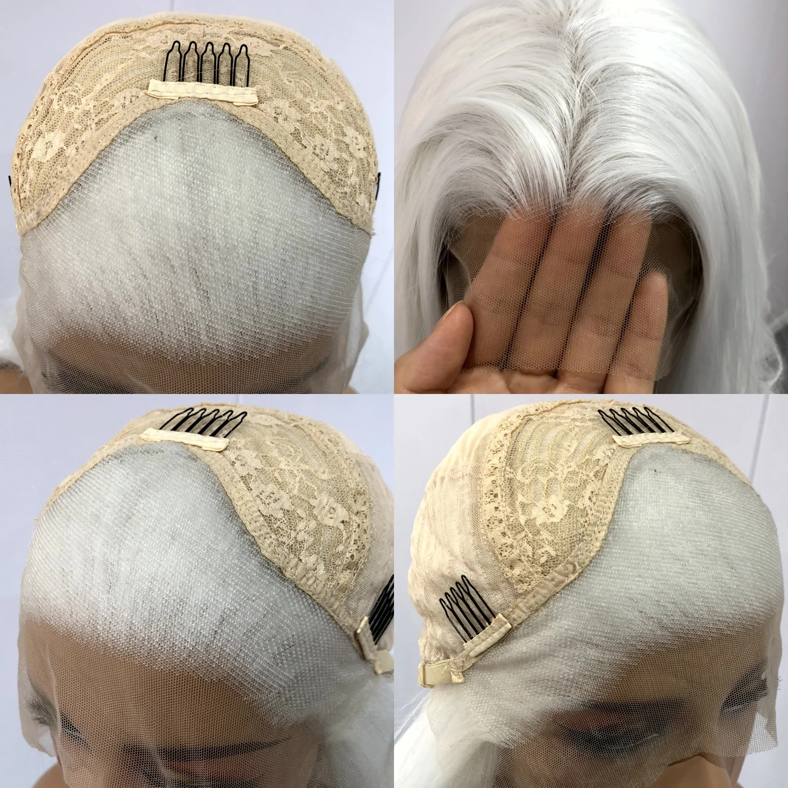 Snow White Wig Long Curly Wavy Synthetic Lace Front Wig Loose Deep Wave Colored Hair 13X4 Frontal Wigs for Women Party Cosplay image 6