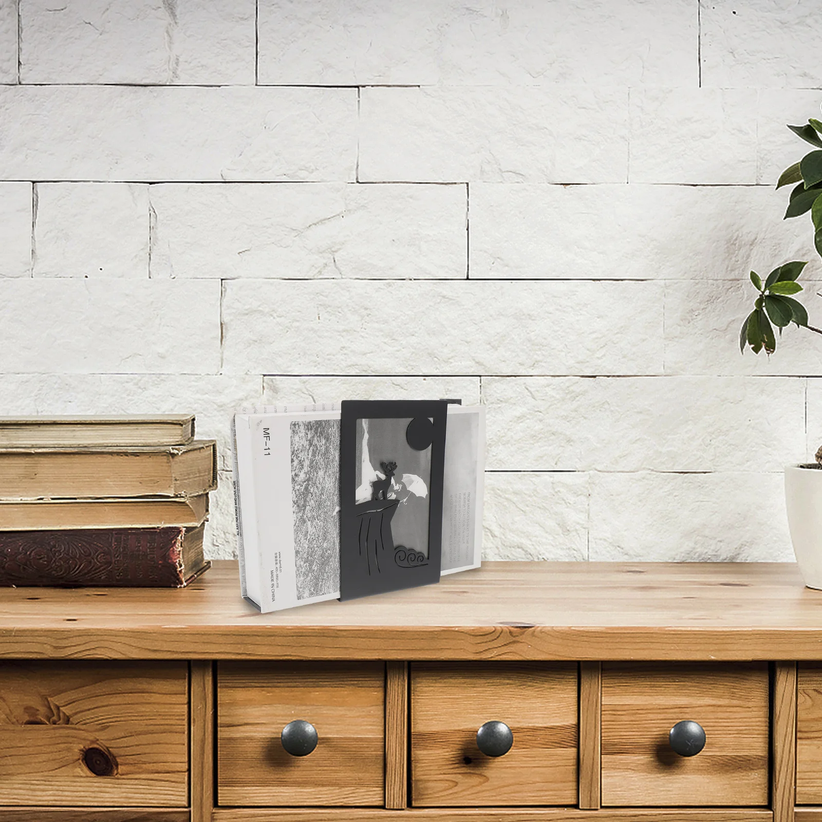 

2pcs Iron Bookends Deer Design Supports For Office Home Library Storage Iron Book Ends Decorative Sturdy