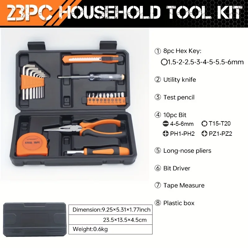 

23 Piece Multifunctional Household Tool Complete Set Of Household Daily Maintenance Electrician Hardware Combination Set ﻿