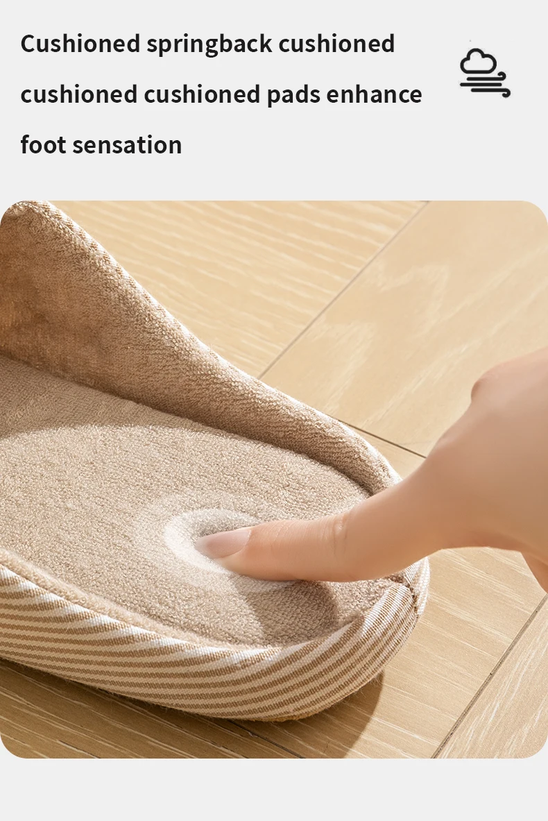 Damen-Hausschuhe mit Streifen für Frühling und Herbst, rutschfeste Innenrutschen mit weicher Sohle, gemütliche Bodenschuhe, leise weiche Schlafzimmer-Hausschuhe – Detail 8