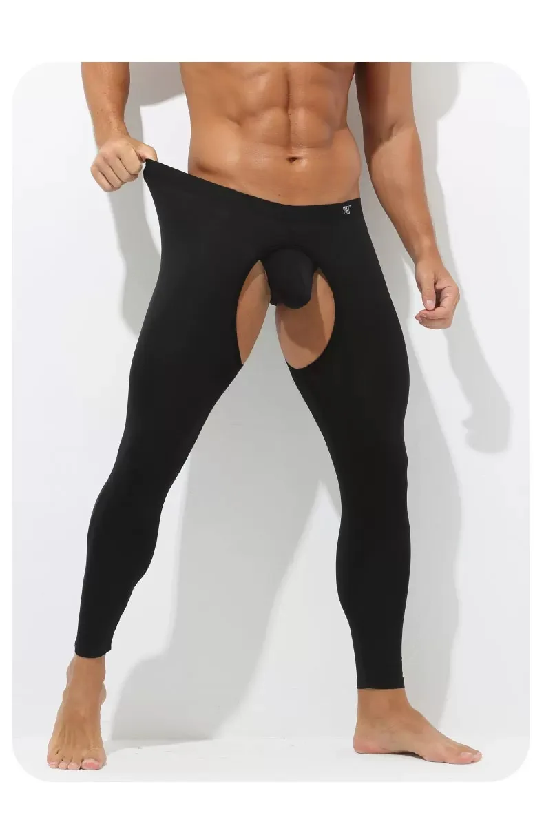 Men's Open Crotch Thermal Underwear Winter Warm Modal Long Johns No Fly Pants Easy Access Comfortable Base Layer