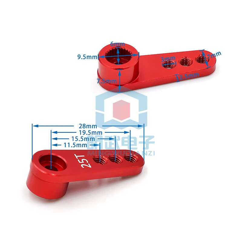 JX Steering Gear One Word Rocker Arm 25T Standard Steering Gear Swing Arm Digital Metal Steering Arm Steering Wheel