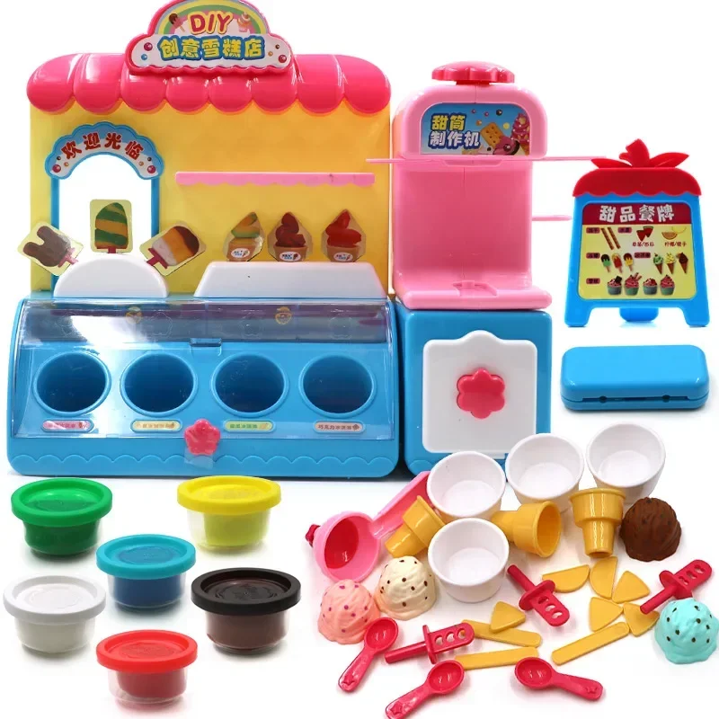 41pcs/set High Quality LED Lights DIY Handmade colored clay ice cream dessert Play house Interactive Toy baby birthday gift