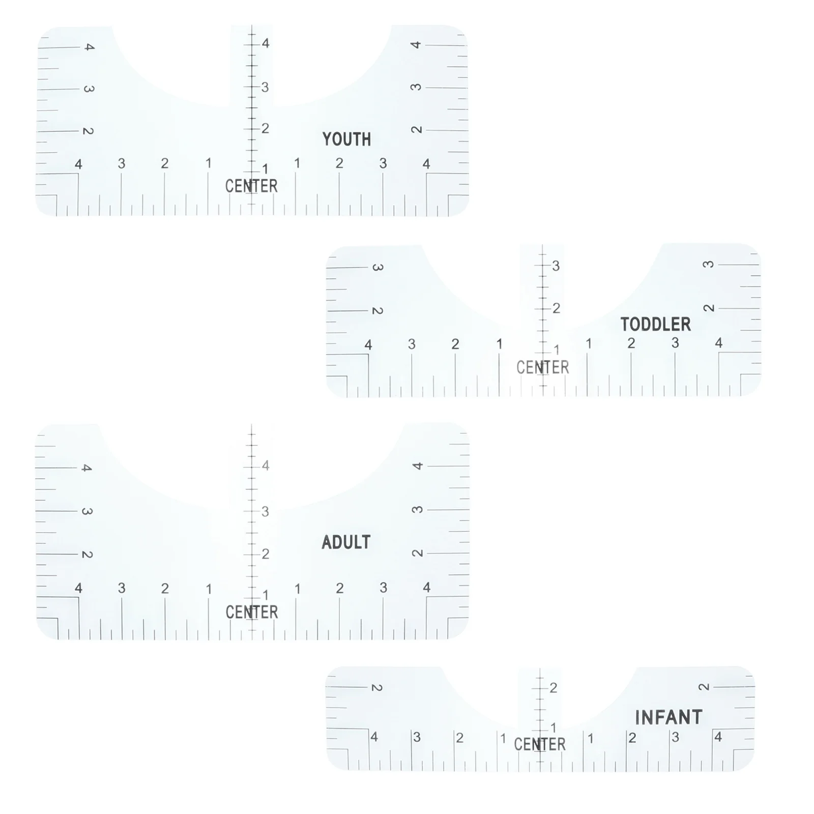 4Pcs T-Shirt Alignment Ruler Acrylic Transparent Guide Measuring Centering Tool Sewing Accessories Tailor Design Tool