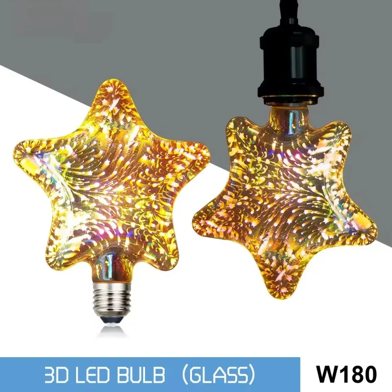 

LED bulb five-pointed star 3D fireworks starry decoration bubble E27 screw lamp holder bulb