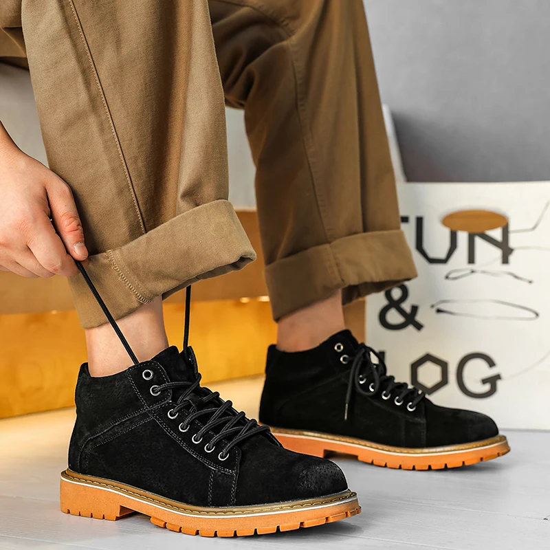 

New Men's Classic Retro Style Boots Casual Shoes Daily Commute Low Ankle Boots Spring Autumn Thick Soled Mens Comfort Work Boots