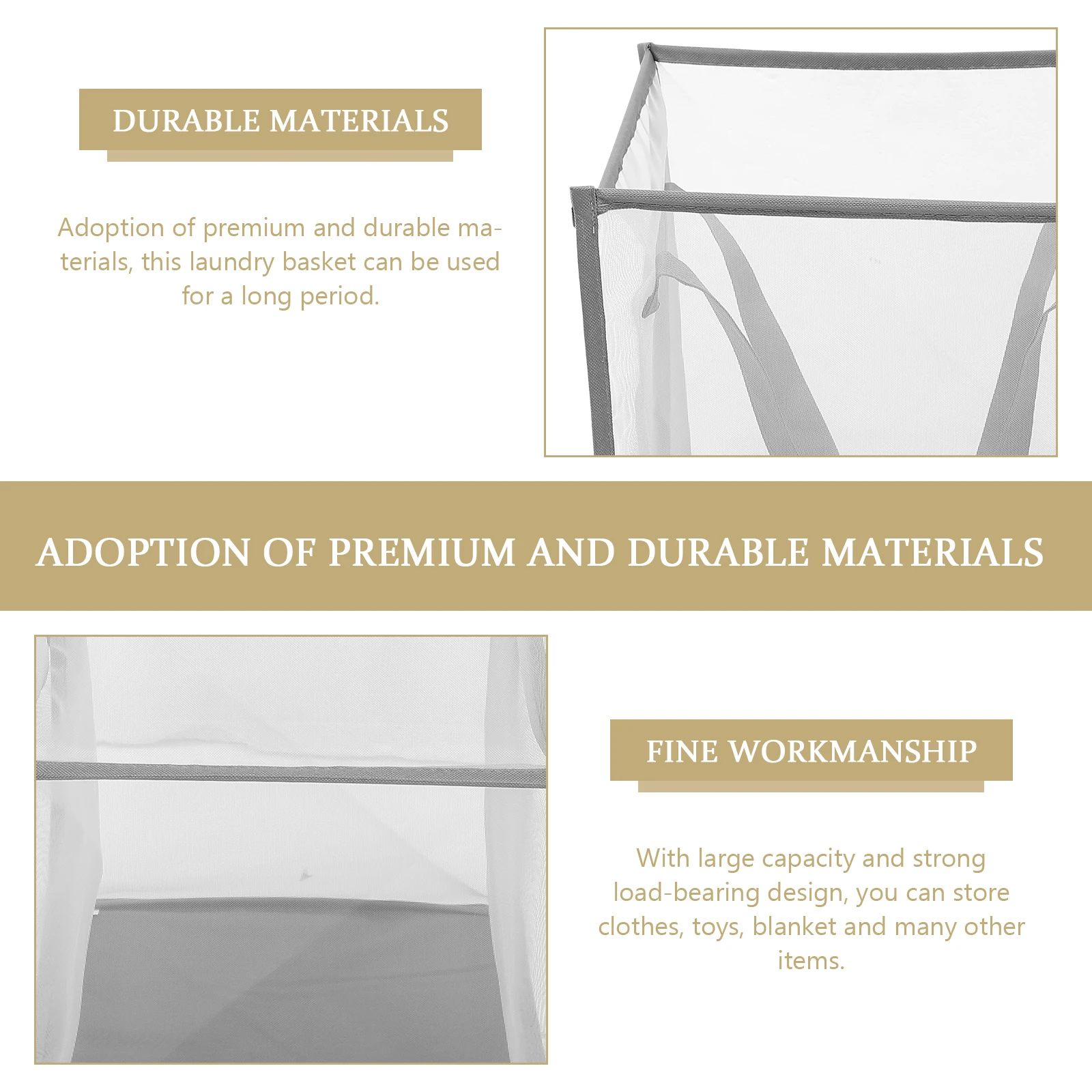 

Foldable Large Capacity Mesh Laundry Hamper Storage Basket For Clothes Blankets Bedroom Bathroom Heavy Duty With Handles